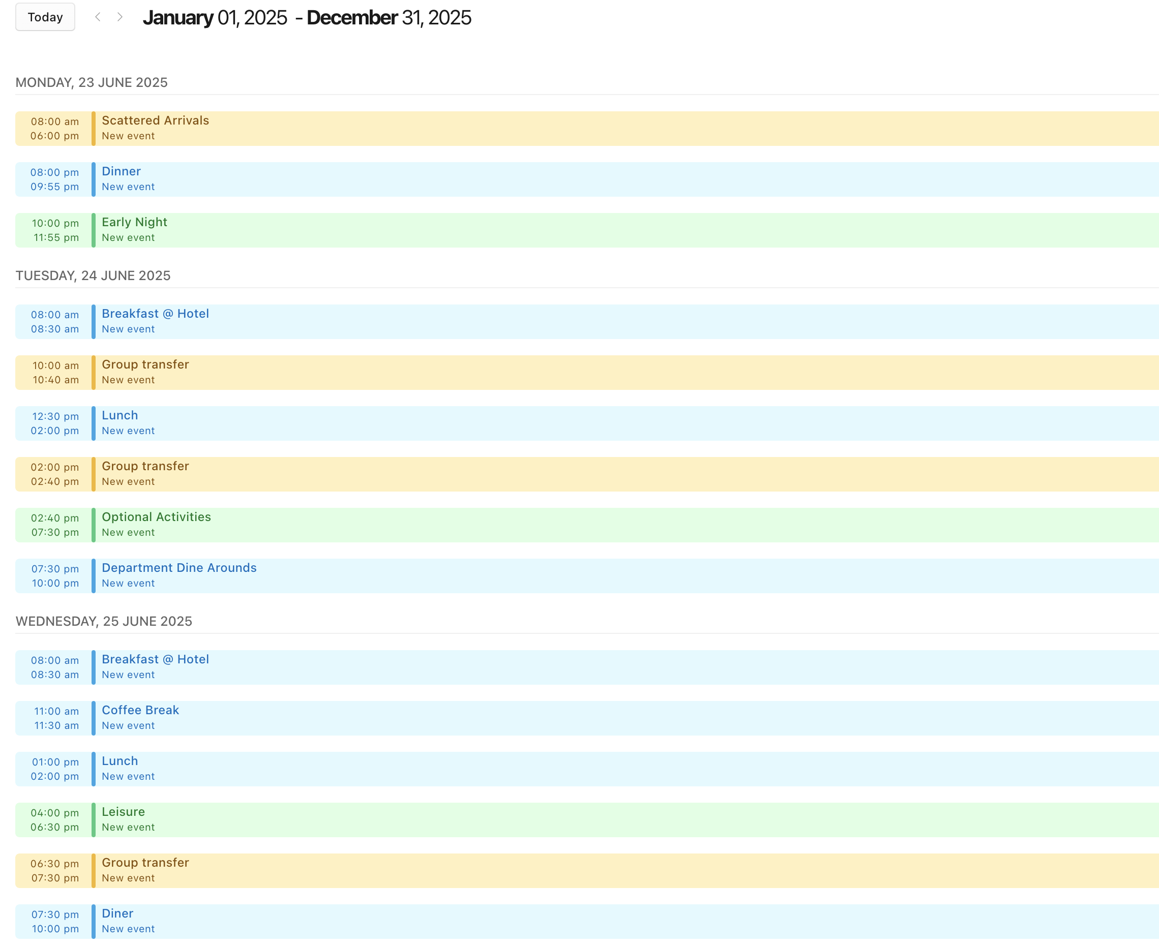 Agenda Calendar View